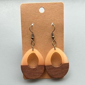 Wood and tan Resin Earrings